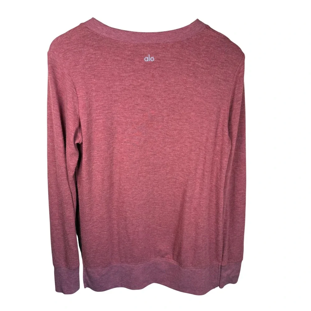Alo Yoga Glimpse Long Sleeve Pullover Women Small Pink Heathered Athleisure Yoga